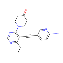 CCc1ncnc(N2CCC(=O)CC2)c1C#Cc1ccc(N)nc1 ZINC000149162201