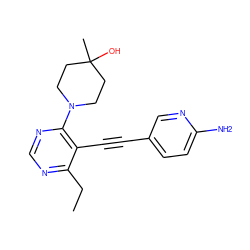 CCc1ncnc(N2CCC(C)(O)CC2)c1C#Cc1ccc(N)nc1 ZINC000149225207