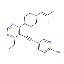 CCc1ncnc(N2CCC(C=C(C)C)CC2)c1C#Cc1ccc(N)nc1 ZINC000149259668