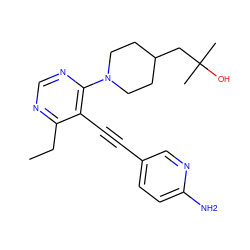 CCc1ncnc(N2CCC(CC(C)(C)O)CC2)c1C#Cc1ccc(N)nc1 ZINC000169699817