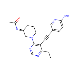 CCc1ncnc(N2CCC[C@H](NC(C)=O)C2)c1C#Cc1ccc(N)nc1 ZINC000149239587