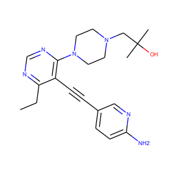 CCc1ncnc(N2CCN(CC(C)(C)O)CC2)c1C#Cc1ccc(N)nc1 ZINC000149471069