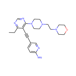 CCc1ncnc(N2CCN(CCN3CCOCC3)CC2)c1C#Cc1ccc(N)nc1 ZINC000149391095