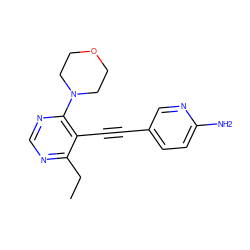 CCc1ncnc(N2CCOCC2)c1C#Cc1ccc(N)nc1 ZINC000148896535