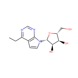 CCc1ncnc2c1ccn2[C@@H]1O[C@H](CO)[C@@H](O)[C@H]1O ZINC000045302881