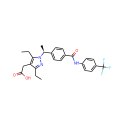 CCc1nn([C@@H](C)c2ccc(C(=O)Nc3ccc(C(F)(F)F)cc3)cc2)c(CC)c1CC(=O)O ZINC000168958045