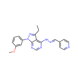 CCc1nn(-c2cccc(OC)c2)c2ncnc(N/N=C/c3ccncc3)c12 ZINC000003938392