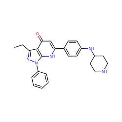 CCc1nn(-c2ccccc2)c2[nH]c(-c3ccc(NC4CCNCC4)cc3)cc(=O)c12 ZINC000165100367