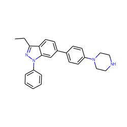 CCc1nn(-c2ccccc2)c2cc(-c3ccc(N4CCNCC4)cc3)ccc12 ZINC000072175722