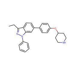 CCc1nn(-c2ccccc2)c2cc(-c3ccc(OC4CCNCC4)cc3)ccc12 ZINC000147348069