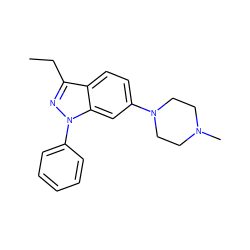 CCc1nn(-c2ccccc2)c2cc(N3CCN(C)CC3)ccc12 ZINC000072178456