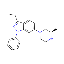 CCc1nn(-c2ccccc2)c2cc(N3CCN[C@H](C)C3)ccc12 ZINC000072177199