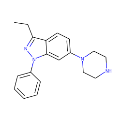 CCc1nn(-c2ccccc2)c2cc(N3CCNCC3)ccc12 ZINC000072176028