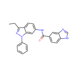 CCc1nn(-c2ccccc2)c2cc(NC(=O)c3ccc4[nH]cnc4c3)ccc12 ZINC000072179083