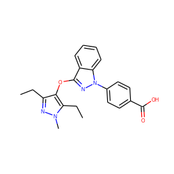 CCc1nn(C)c(CC)c1Oc1nn(-c2ccc(C(=O)O)cc2)c2ccccc12 ZINC001772622186