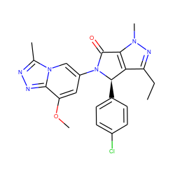 CCc1nn(C)c2c1[C@@H](c1ccc(Cl)cc1)N(c1cc(OC)c3nnc(C)n3c1)C2=O ZINC000220262547