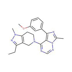 CCc1nn(C)c2c1CN(c1ncnn3c(C)nc(-c4cccc(OC)c4)c13)CC2 ZINC000169711681