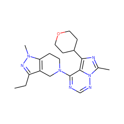 CCc1nn(C)c2c1CN(c1ncnn3c(C)nc(C4CCOCC4)c13)CC2 ZINC000169711740