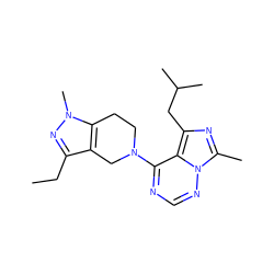 CCc1nn(C)c2c1CN(c1ncnn3c(C)nc(CC(C)C)c13)CC2 ZINC000169711680