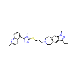 CCc1nn(C)c2cc3c(cc12)CCN(CCCSc1nnc(-c2cccc4nc(C)ccc24)n1C)CC3 ZINC000029127167