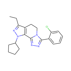 CCc1nn(C2CCCC2)c2c1CCn1c(-c3ccccc3Cl)nnc1-2 ZINC000000840571