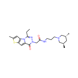 CCc1nn(CC(=O)NCCCN2C[C@H](C)C[C@@H](C)C2)c(=O)c2cc3sc(C)cc3n12 ZINC000009848627