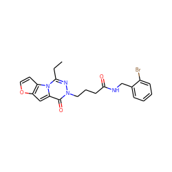 CCc1nn(CCCC(=O)NCc2ccccc2Br)c(=O)c2cc3occc3n12 ZINC000008609871