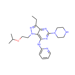 CCc1nn(CCOC(C)C)c2c(Nc3ccccn3)nc(N3CCNCC3)nc12 ZINC000049089040