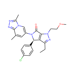 CCc1nn(CCOC)c2c1[C@@H](c1ccc(Cl)cc1)N(c1cc(C)c3nnc(C)n3c1)C2=O ZINC000220301651