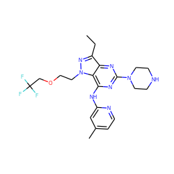 CCc1nn(CCOCC(F)(F)F)c2c(Nc3cc(C)ccn3)nc(N3CCNCC3)nc12 ZINC000049070741