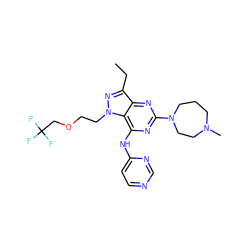 CCc1nn(CCOCC(F)(F)F)c2c(Nc3ccncn3)nc(N3CCCN(C)CC3)nc12 ZINC000035872791