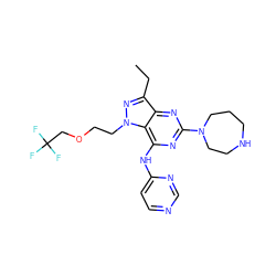 CCc1nn(CCOCC(F)(F)F)c2c(Nc3ccncn3)nc(N3CCCNCC3)nc12 ZINC000035921559