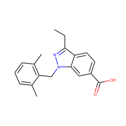 CCc1nn(Cc2c(C)cccc2C)c2cc(C(=O)O)ccc12 ZINC000205661782