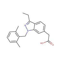 CCc1nn(Cc2c(C)cccc2C)c2cc(CC(=O)O)ccc12 ZINC000205661751