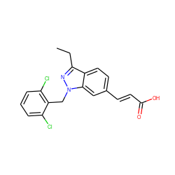 CCc1nn(Cc2c(Cl)cccc2Cl)c2cc(/C=C/C(=O)O)ccc12 ZINC000205654264