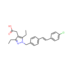 CCc1nn(Cc2ccc(/C=C/c3ccc(Cl)cc3)cc2)c(CC)c1CC(=O)O ZINC000168947390