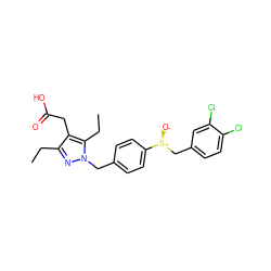 CCc1nn(Cc2ccc([S@@+]([O-])Cc3ccc(Cl)c(Cl)c3)cc2)c(CC)c1CC(=O)O ZINC000168959250