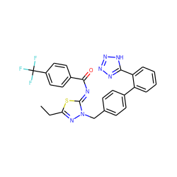 CCc1nn(Cc2ccc(-c3ccccc3-c3nnn[nH]3)cc2)/c(=N/C(=O)c2ccc(C(F)(F)F)cc2)s1 ZINC000049882034