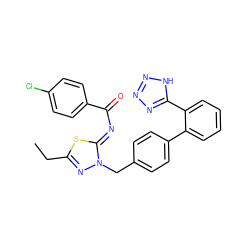 CCc1nn(Cc2ccc(-c3ccccc3-c3nnn[nH]3)cc2)/c(=N/C(=O)c2ccc(Cl)cc2)s1 ZINC000049739961