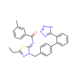 CCc1nn(Cc2ccc(-c3ccccc3-c3nnn[nH]3)cc2)/c(=N/C(=O)c2cccc(C)c2)s1 ZINC000049882032