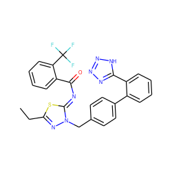 CCc1nn(Cc2ccc(-c3ccccc3-c3nnn[nH]3)cc2)/c(=N/C(=O)c2ccccc2C(F)(F)F)s1 ZINC000049952425