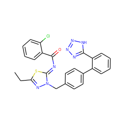 CCc1nn(Cc2ccc(-c3ccccc3-c3nnn[nH]3)cc2)/c(=N/C(=O)c2ccccc2Cl)s1 ZINC000001535339