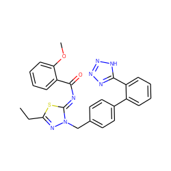 CCc1nn(Cc2ccc(-c3ccccc3-c3nnn[nH]3)cc2)/c(=N/C(=O)c2ccccc2OC)s1 ZINC000049748893