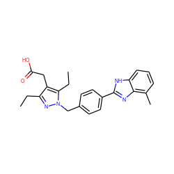 CCc1nn(Cc2ccc(-c3nc4c(C)cccc4[nH]3)cc2)c(CC)c1CC(=O)O ZINC000203689839