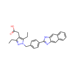 CCc1nn(Cc2ccc(-c3nc4cc5ccccc5cc4[nH]3)cc2)c(CC)c1CC(=O)O ZINC001772580903