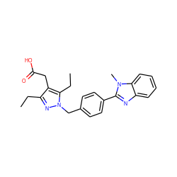 CCc1nn(Cc2ccc(-c3nc4ccccc4n3C)cc2)c(CC)c1CC(=O)O ZINC001772629678