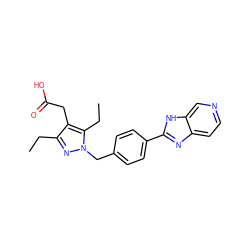 CCc1nn(Cc2ccc(-c3nc4ccncc4[nH]3)cc2)c(CC)c1CC(=O)O ZINC001772569944