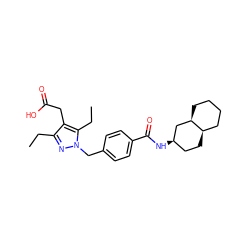 CCc1nn(Cc2ccc(C(=O)N[C@@H]3CC[C@@H]4CCCC[C@@H]4C3)cc2)c(CC)c1CC(=O)O ZINC000168941584