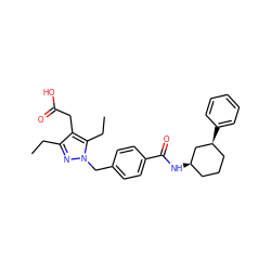 CCc1nn(Cc2ccc(C(=O)N[C@@H]3CCC[C@H](c4ccccc4)C3)cc2)c(CC)c1CC(=O)O ZINC000168941133