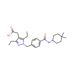 CCc1nn(Cc2ccc(C(=O)NC3CCC(C)(C)CC3)cc2)c(CC)c1CC(=O)O ZINC000168941468